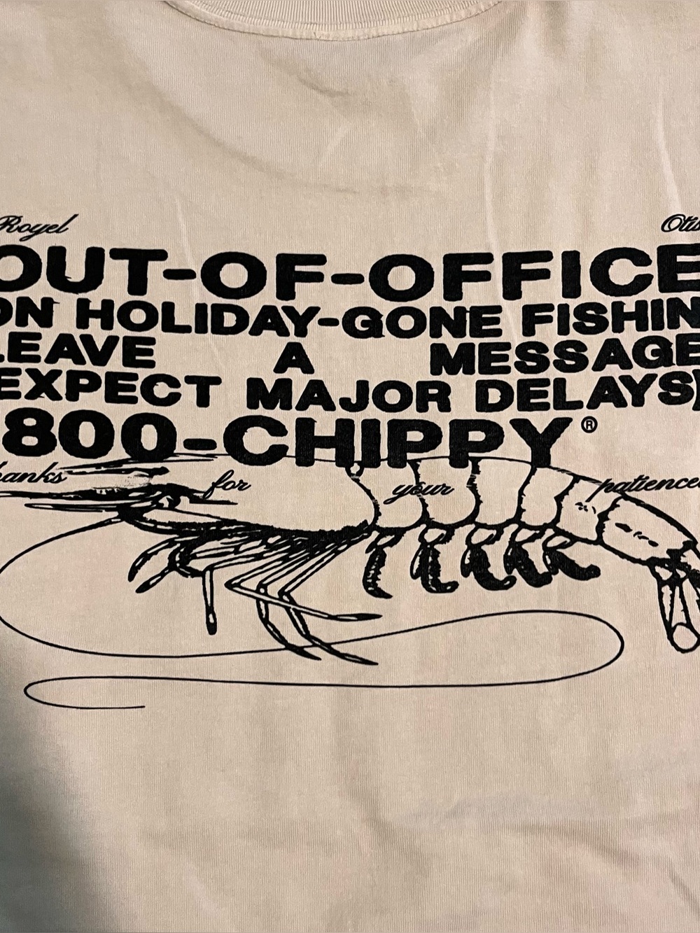 Out of office high quality cotton fishing graphic white tee